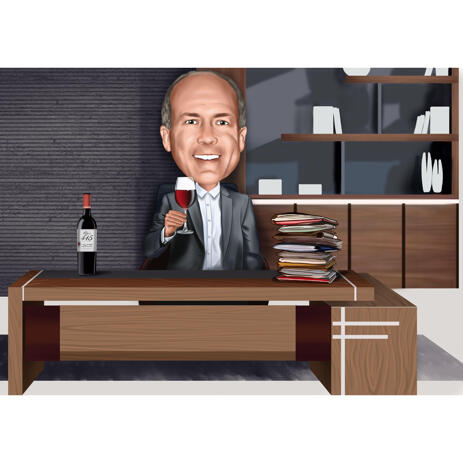 Business Administrator Colored Style Caricature for Custom Career Man Gift from Photos - example