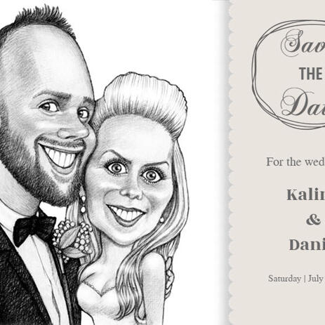 Pencils Portrait of Bride and Groom as Invitations Print - example