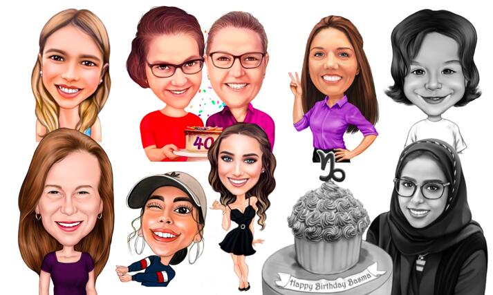 Birthday Caricature for Her large example