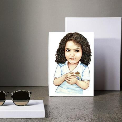 Kid Caricature Drawing Printed as Canvas - example