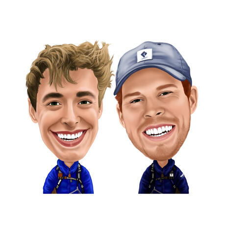 Friends Personalized Caricature from Photos in Color Style with White Background - example