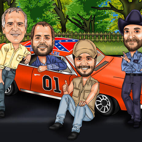 Groomsmen Cartoon from Photos - Car Addicts - example