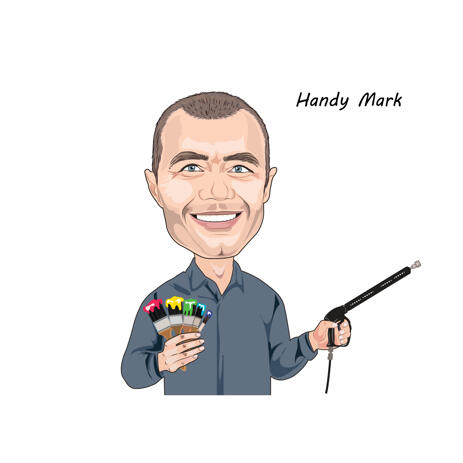 Caricature Logo Person Cartoon Portrait from Photo for Handyman Business - example
