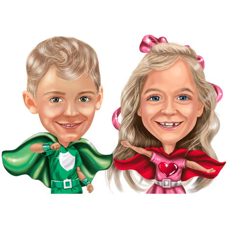 Superhero Children Caricature Portrait from Photos as Any Character - example
