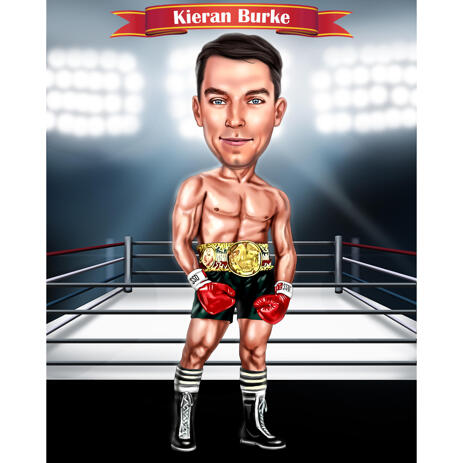 Full Body Sport Caricature with Battle Arena Background in Color Style - example