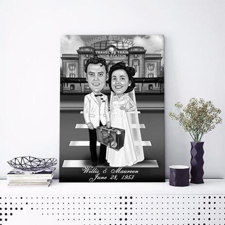 Custom Wedding Drawing as Canvas - example