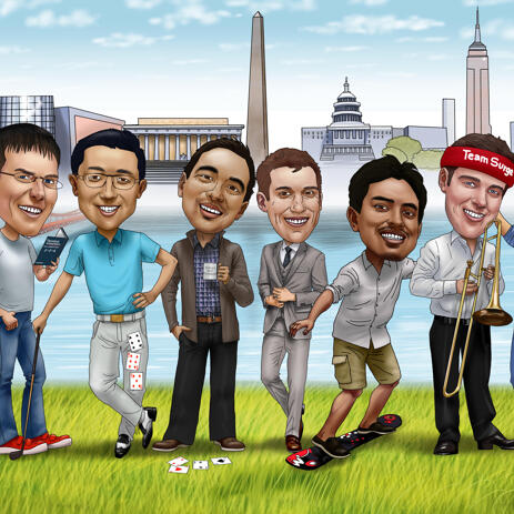 Custom Group Caricature from Photos - example