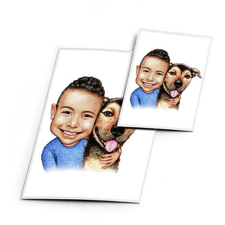Kid with Dog Caricature on Magnetes - example