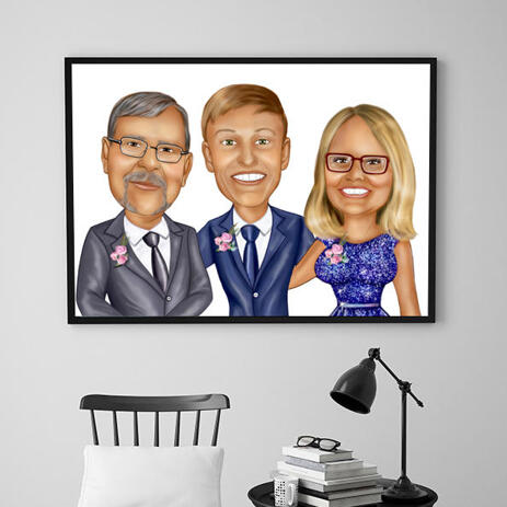 Wedding Group Caricature Printed as Poster - example