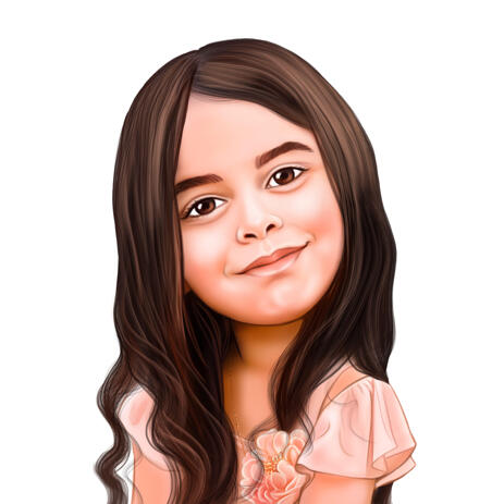 Personalised Pretty Caricature Headshot in Colored Style from Photos for Girl Gift - example