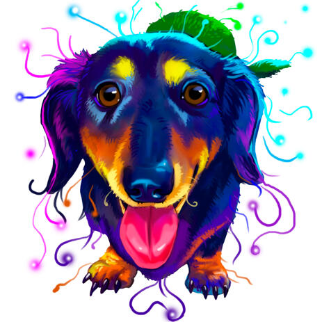 Full Body Dachshund Portrait in Colorful Watercolor from Photos - example