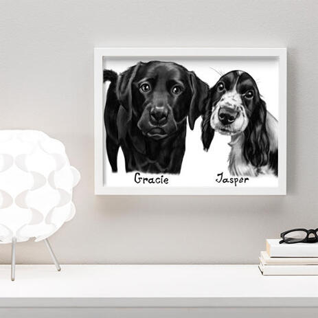 Dogs Caricature Drawing on Poster - example