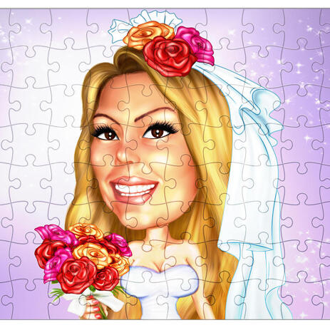 Custom Bride Drawing from Photos as Puzzle - example