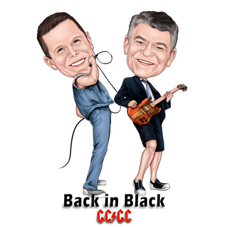 Custom Two Persons Full Body Caricature for Musician Personalized Gift from Photos - example