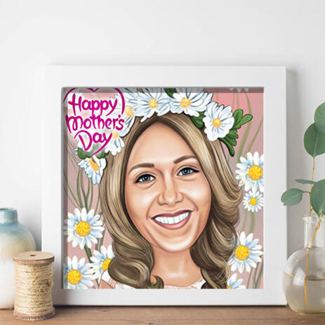 Custom Photo Printing: Digital Caricature Drawing from Photo for Mother's Day Gift - example