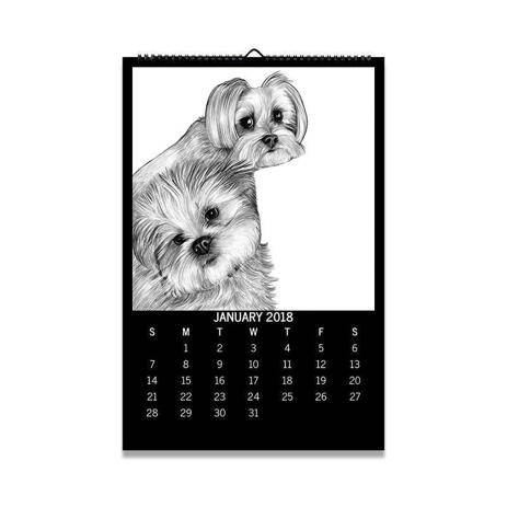 Dogs Portrait on Printed Calendar - example