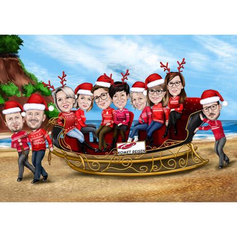 Corporate Christmas Caricature with Tropical Background - example