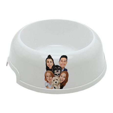 Family with Pets Caricature as Pet Bowl - example