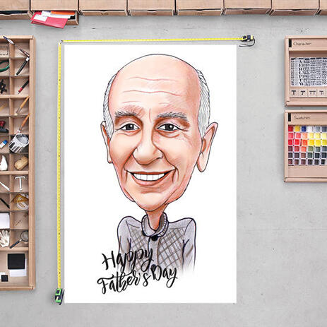 Father Caricature Gift Colored Husband Portrait Cartoon Print Poster - example
