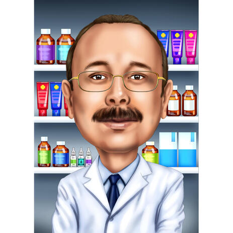 Custom Pharmacist Portrait Hand-Drawn from Photos - example