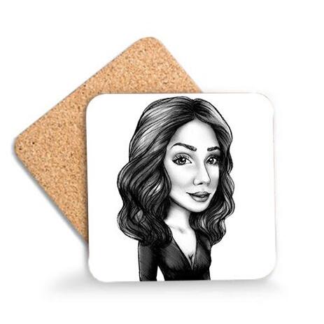 Employee Caricature on Photo coasters - example