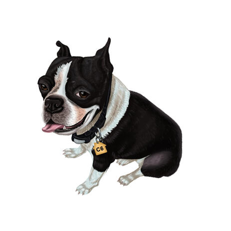 French Bulldog Portrait in Full Body Colored Type from Photo - example