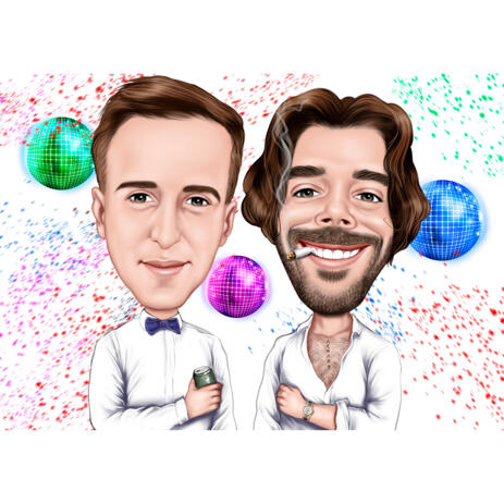 Head and Shoulders Persons Custom Caricature Drawing from Photos for Party Mood Gift - example