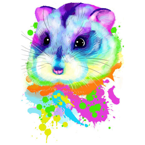 Vibrant Hamster Portrait in Watercolor Style from Photo - example