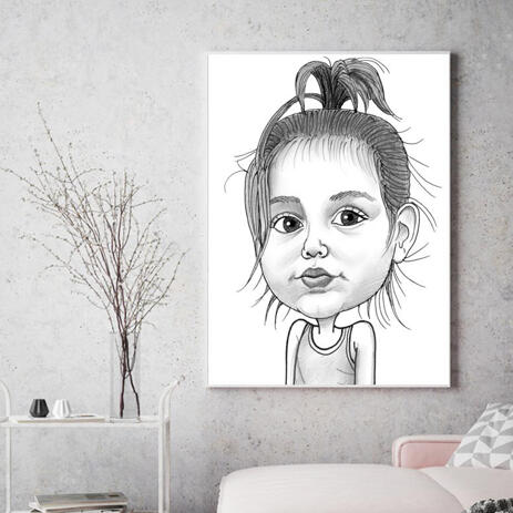 Baby Girl Caricature Printed on Canvas - example