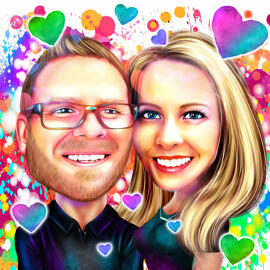 Retrato de casal romântico em aquarela estilo Digital para cartão de dia dos namorados