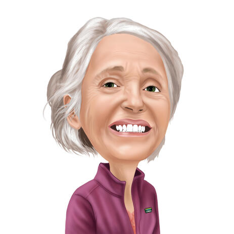 Grandma Cartoon Portrait Hand Drawn from Photos for Custom Gift - example