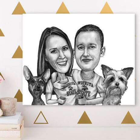 Group Pets Caricature Canvas - example