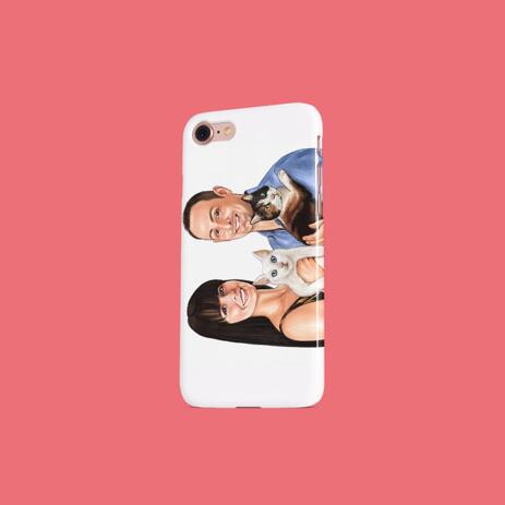 Family with Pets Caricature as Phone Case - example