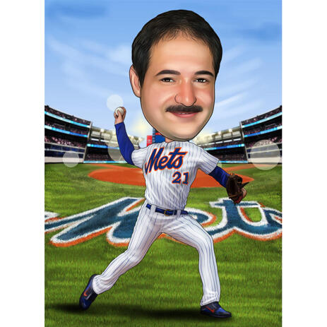 Mets Caricature from Photos for Baseball Fans - example