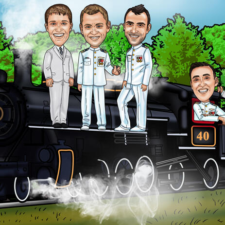 Train Groomsmen Caricature from Photos - example