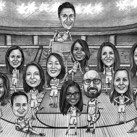 Basketball Team Caricature from Photos - example