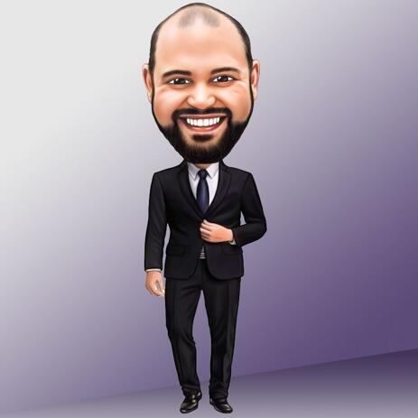 Full Body Caricature with Single Color Background - example