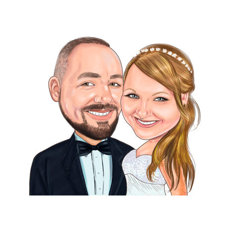 Custom Wedding and Newlywed Caricature in Colored Style from Photo - example