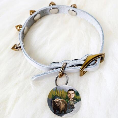 Man with Pet Caricature Pet Tag - example