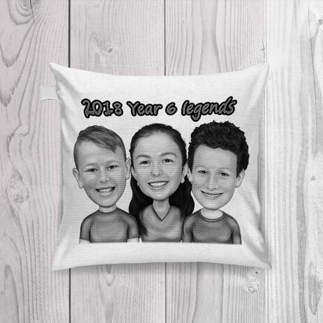 Children Caricature Printed on Pillow - example