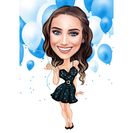 Pretty Woman Caricature in Colored Style from Photos - example