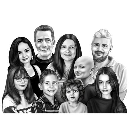 Custom Family Group Memorial Celebration of Life Gift in Black and White Style - example