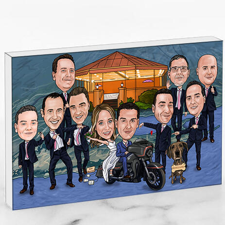 Wedding Group Caricature Printed as Photo Block - example