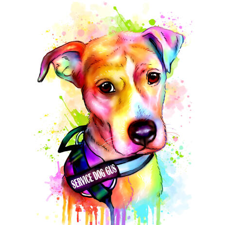 Service Dog Watercolor Portrait from Photos - example