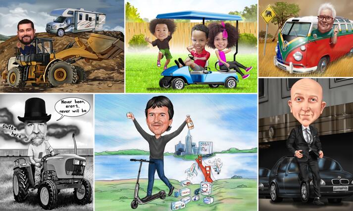 Vehicle Caricatures large example