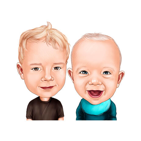 Portrait De Caricature De Bebe Garcons A Partir De Photos Pour Cadeau De Dessin De Dessin Anime Personnalise Pour Enfants