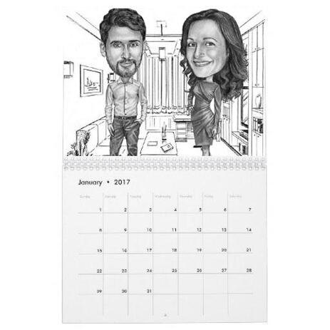 Colleagues Caricature on Calendar - example