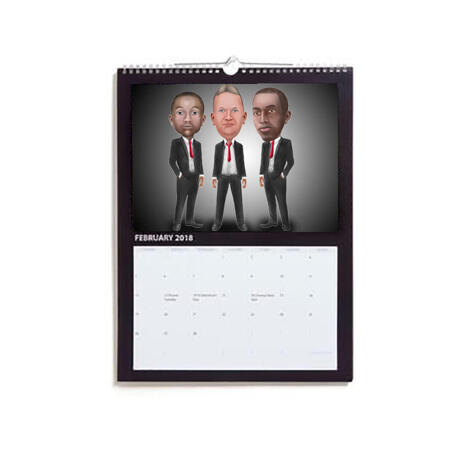 Business Group Caricature on Calendar - example