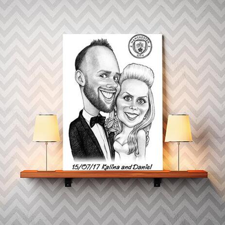 Bride and Groom Caricature on Canvas - example
