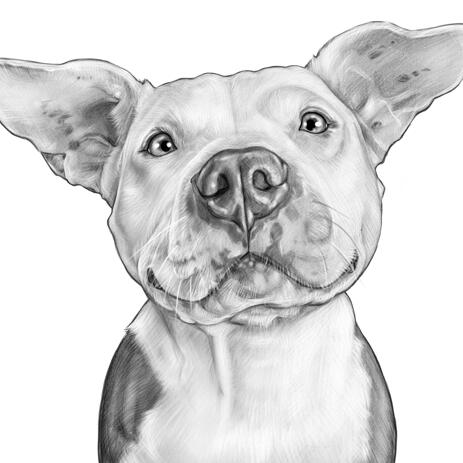 Retrato de caricatura de perro en estilo blanco y negro de fotos - example